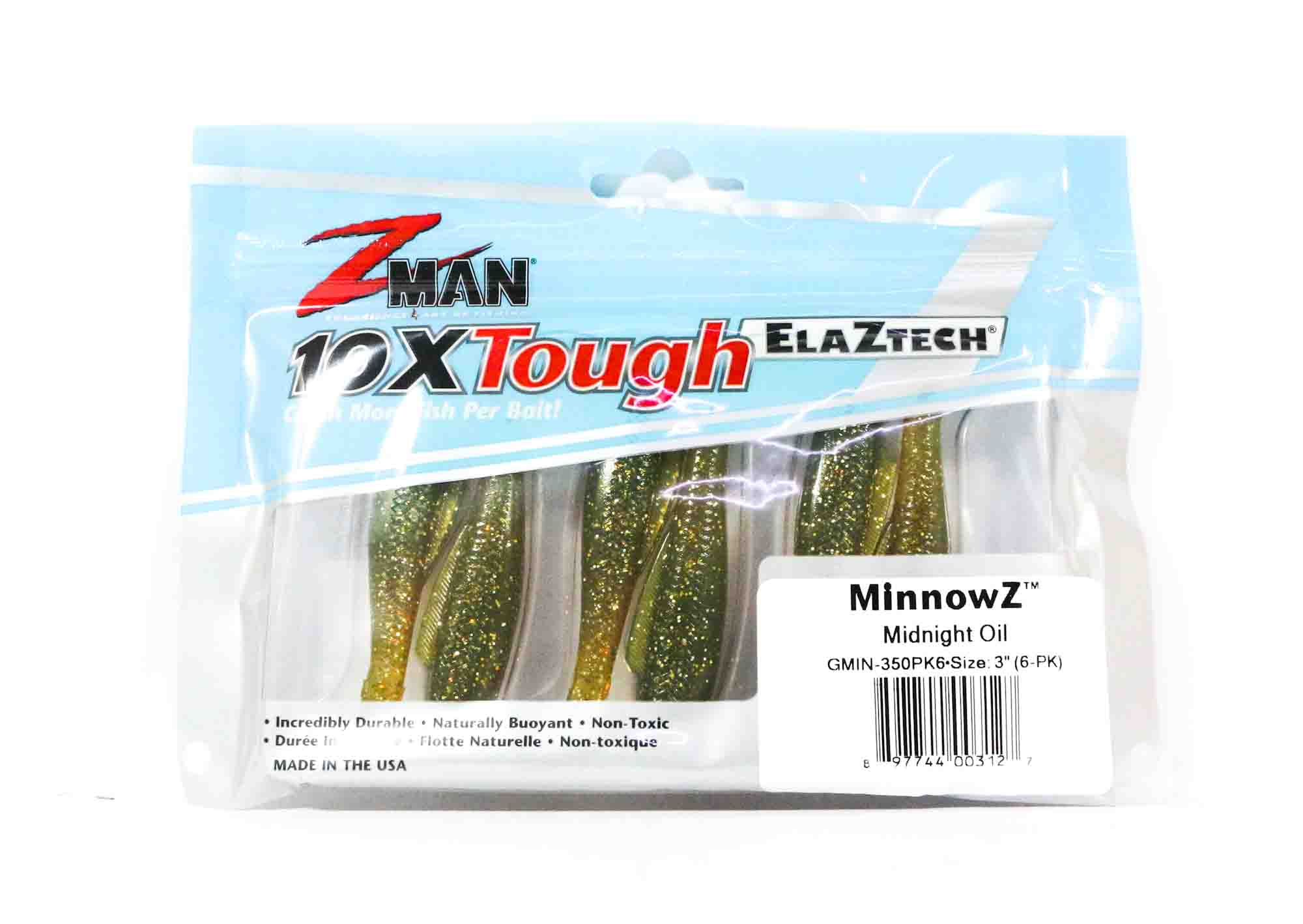 Zman Soft Lure MinnowZ 3 Inch 6/Pack Midnight Oil (3127)