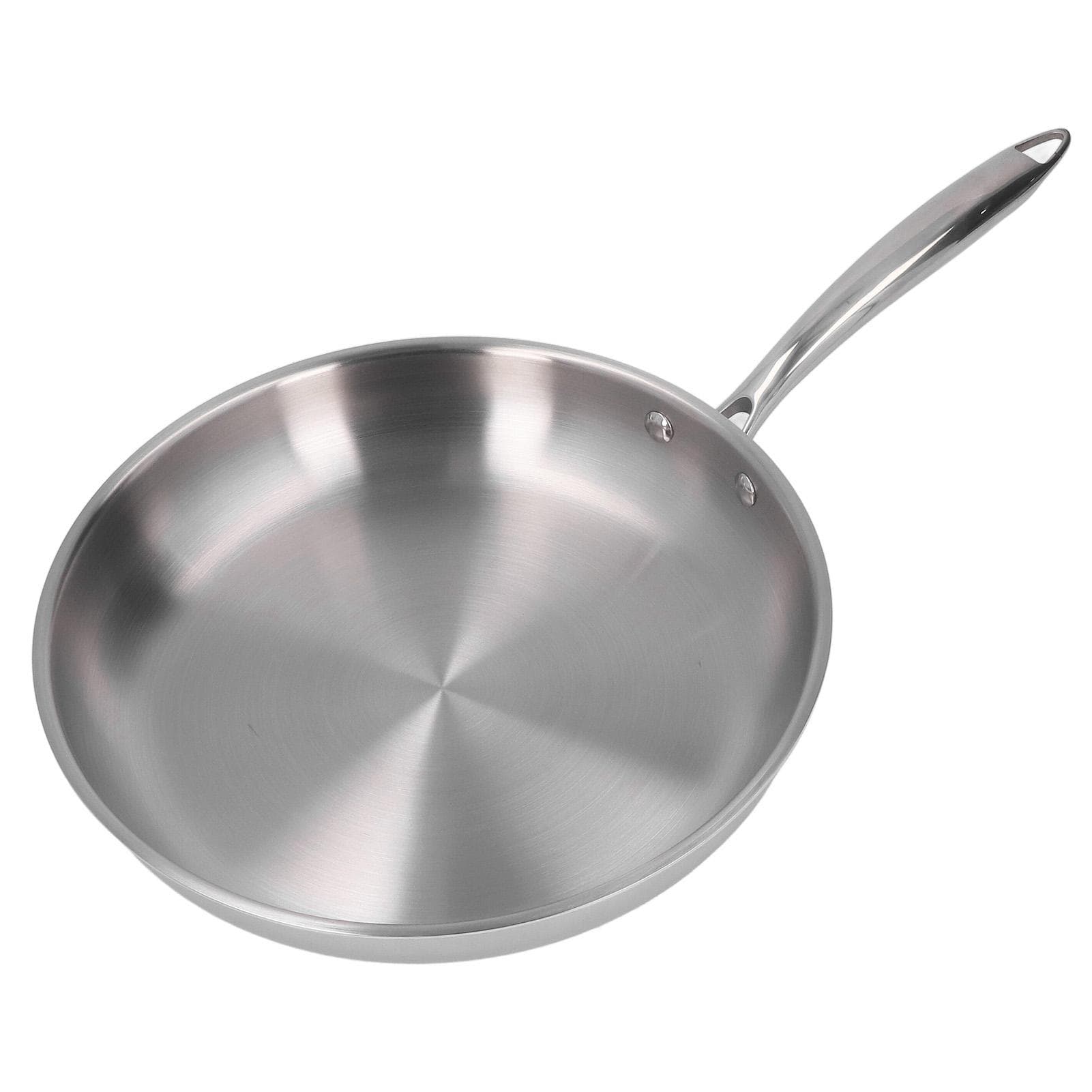 Stainless Steel Frying Pan Non Stick Kitchen Skillet with Handle Thickened Suitable for All Stove 22cm / 8.7in