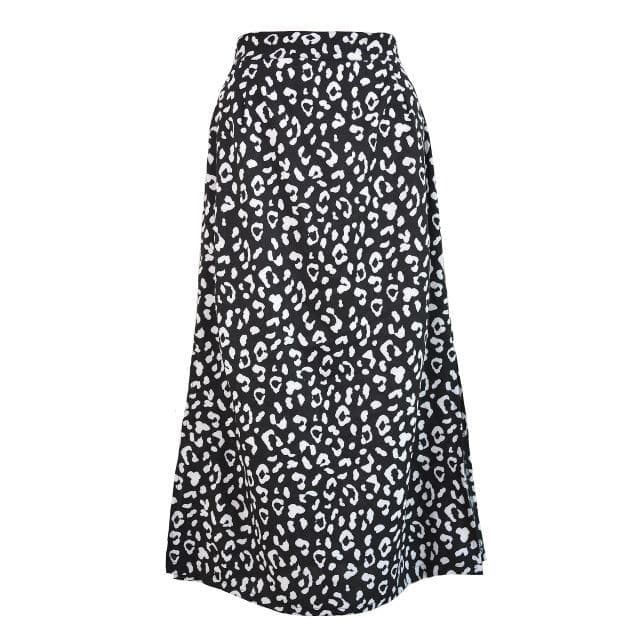 Sexy Leopard Print Chiffon Split Skirt Casual Fashion Long Skirts for Women Spring Summer Zip Elegant Female Skirt M