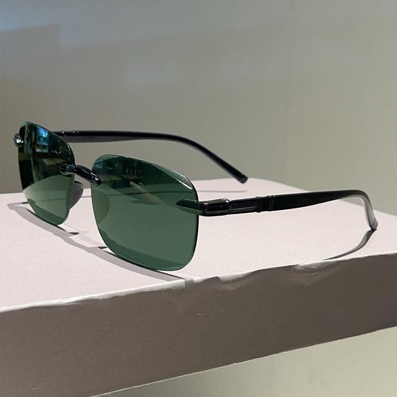 New Square Frameless Cut Edge Sunglasses Anti Glare for Driving Fishing Trendy Fashionable UV Protection