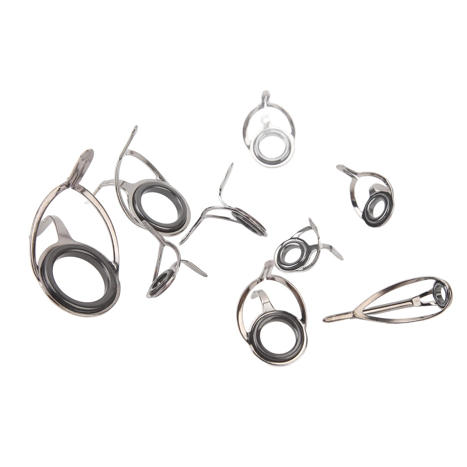 9pcs Fishing Rod Tip Repair Kit Fishing Rod Tips Replacement Kit Metal Ceramic Guides Ring Fishing