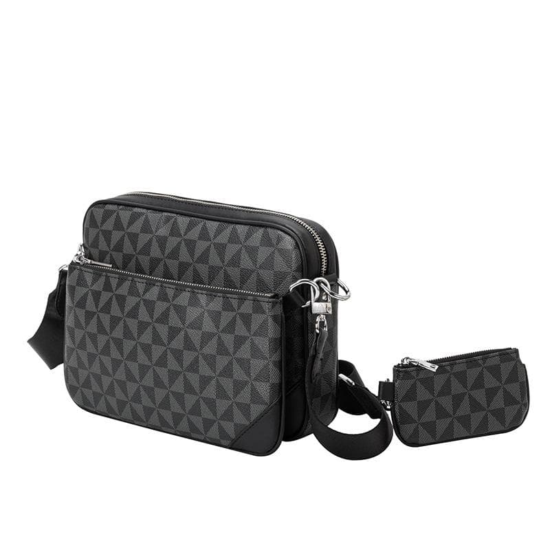 Fashionable Three-piece Men's Printed Single-shoulder Bag, Versatile and Retro Spring and Summer Trendy Crossbody Postman's Small Square Bag