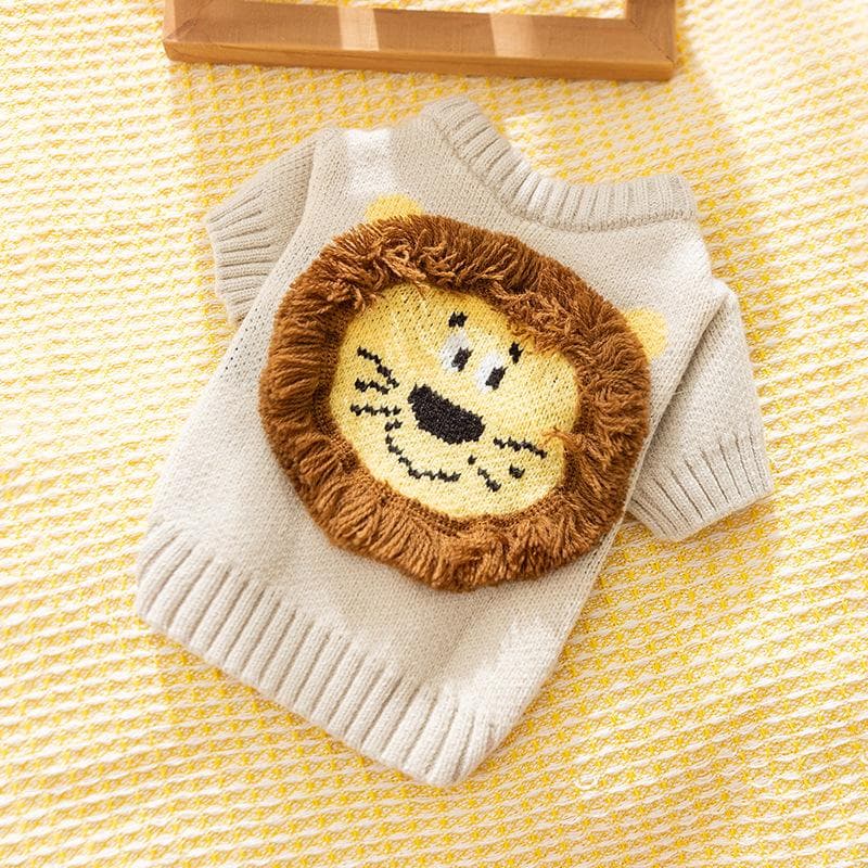 Autumn and Winter Dogs Small and Medium Dogs Cute Little Lion Sweater Teddy Bigbear Cat Knitted Sweater Pet Dog Clothes L