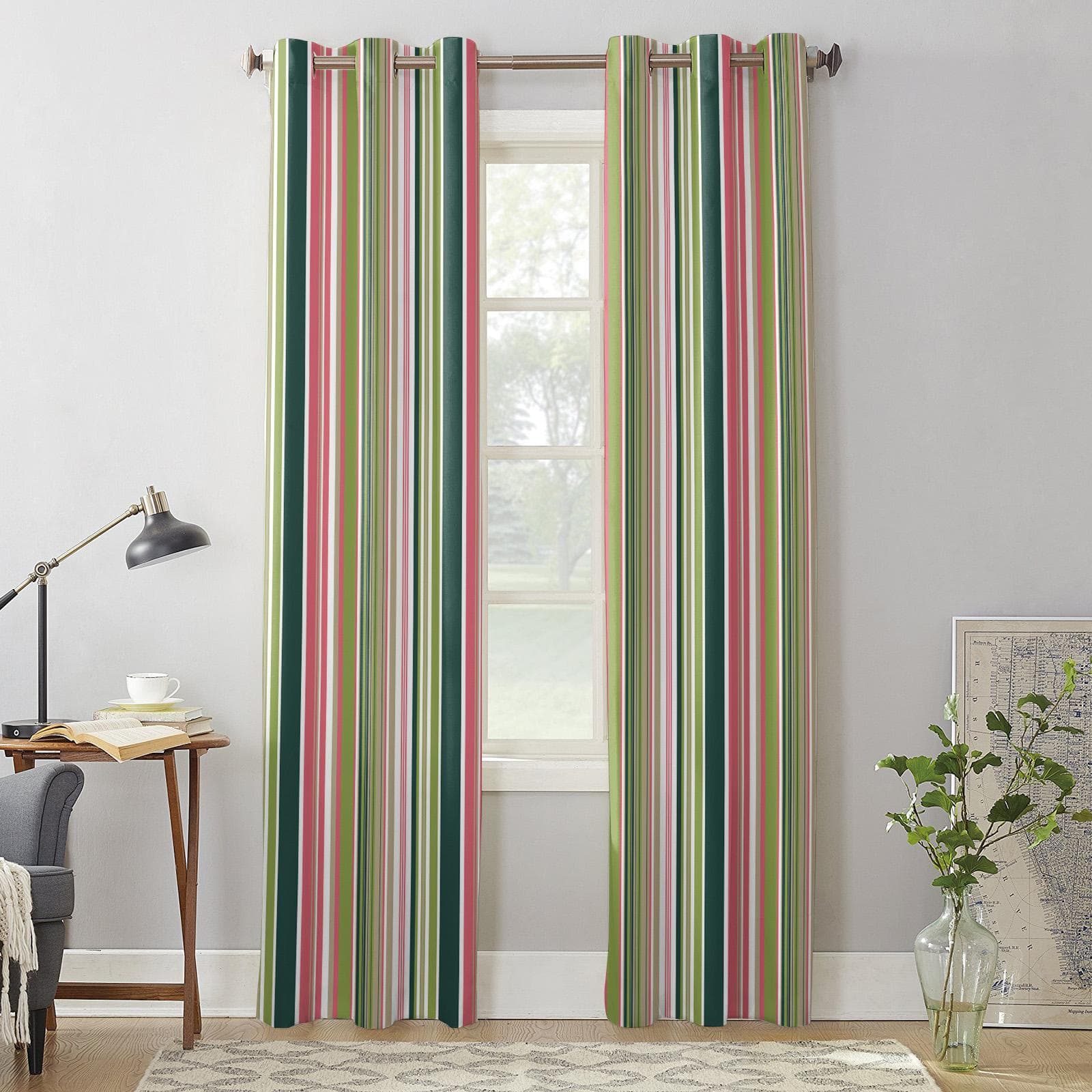 Colorful Striped Texture Modern Window Curtains for Living Room Bedroom Curtain Kitchen Treatment Blinds Drapes 135W x 60H(cm) x1