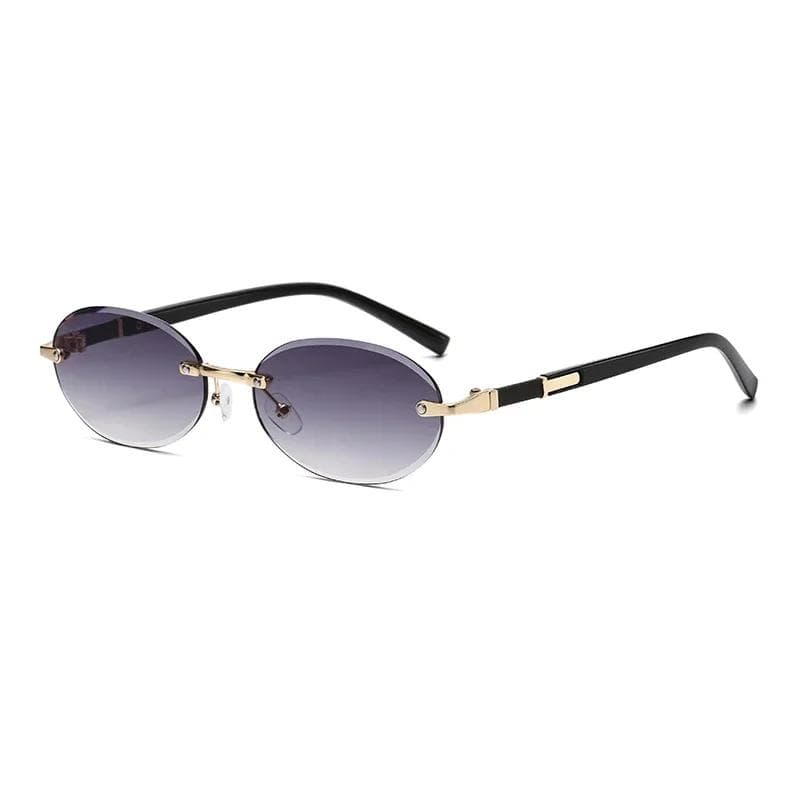 Fashion Oval Rimless Sunglasses UV400 Protection Unisex Summer Travel Shades for Women Men Gafas De Sol Gold