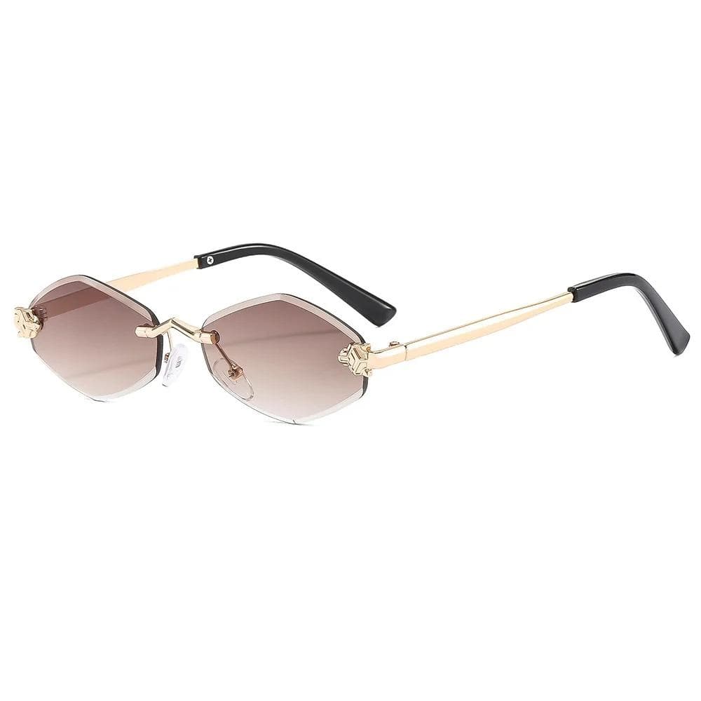 Trendy Rimless Polygonal Sunglasses Stylish Gradient Lens Metal Shades Eyewear Luxury Vintage Sun Glasses