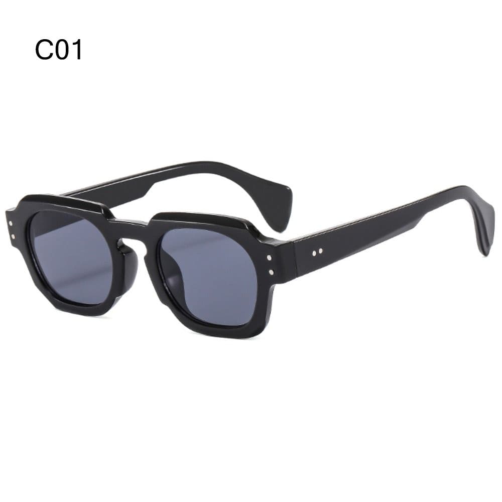 Retro Punk Square Sunglasses Women UV400 Protection Y2K Rivets Small Shades for Beach Travel Streetwear Fashion