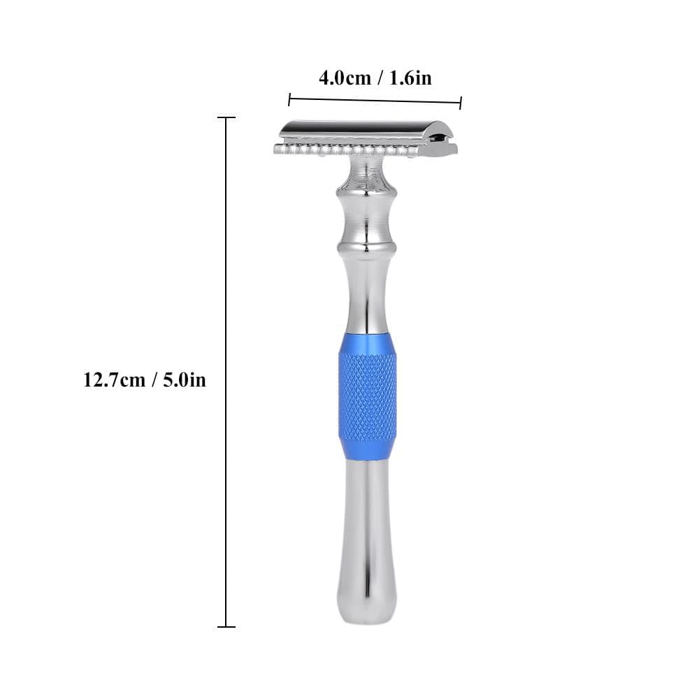 Double Edge Safety Razor Stainless Steel Manual Shaving Razor Long Handle Traditional Razor black