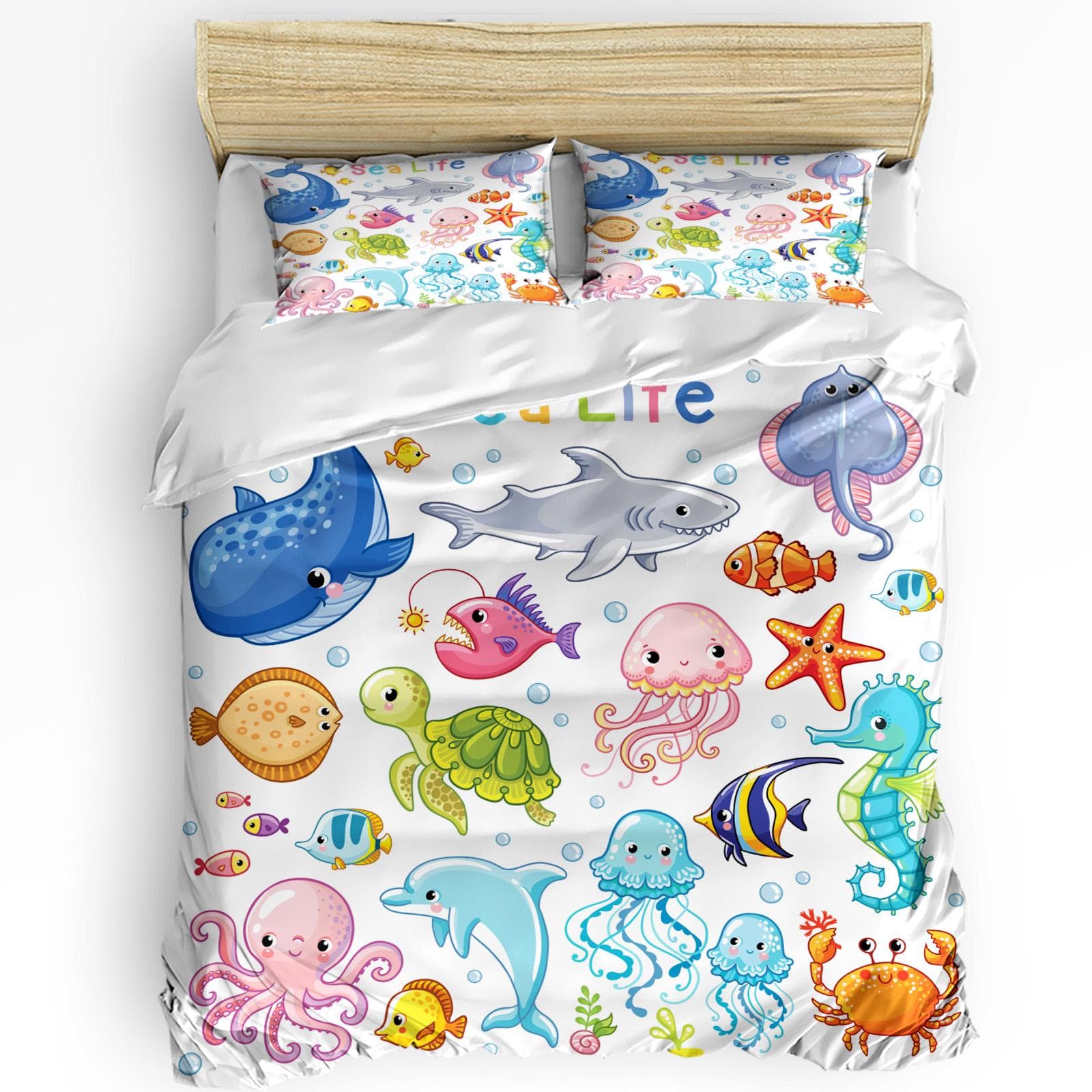 Animal Green Fish Duvet Cover Bed Bedding Set For Double Home Textile Quilt Cover Pillowcases Bedroom Bedding Set (No Sheet) EU single(135x200cm)