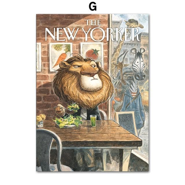 Ballerina Library Lion The New Yorker Magazine Wall Art Canvas Painting Posters And Prints Wall Pictures For Living Room Decor No Frame 40*50cm