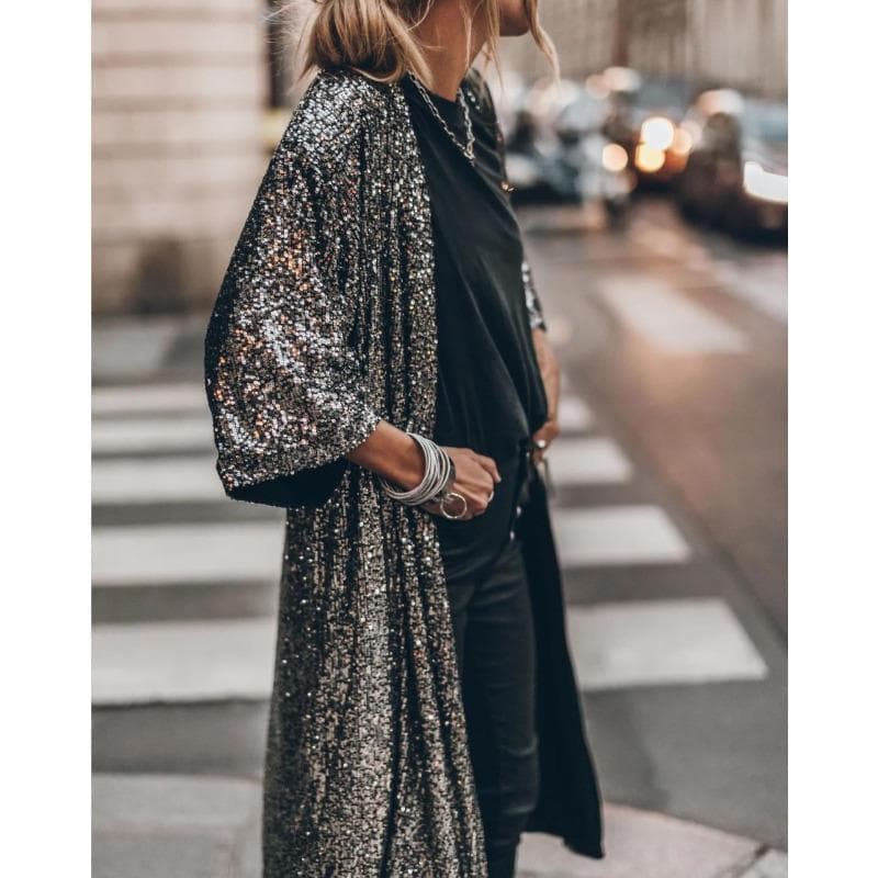 European and American Spring New Products, Fashion Party Sequined Cardigan Jacket Women XL