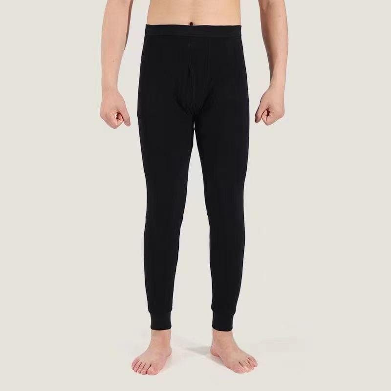 Men's 100% Cotton Lightweight Autumn Trousers - Warm, Comfortable Winter Base Pants XL black
