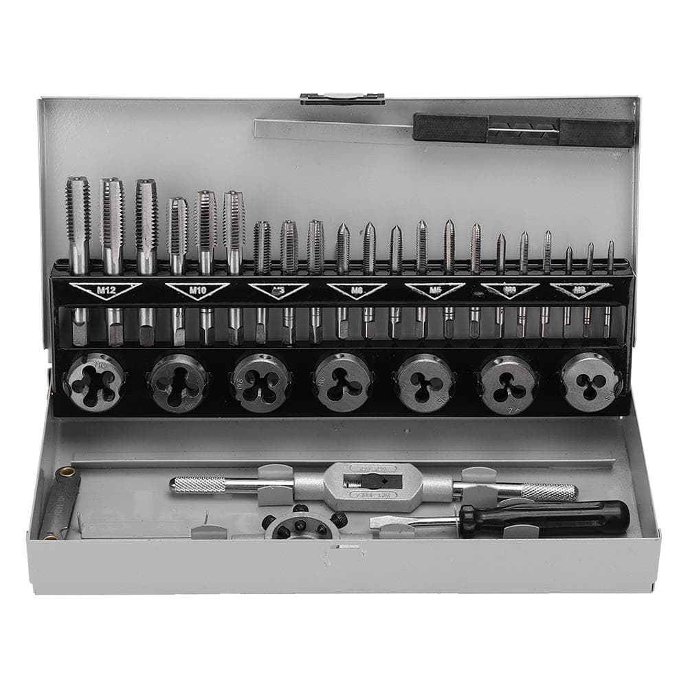 32pcs Tap Die Set Alloy Steel Portable High Hardness Tap Die Hand Tools Set Kit