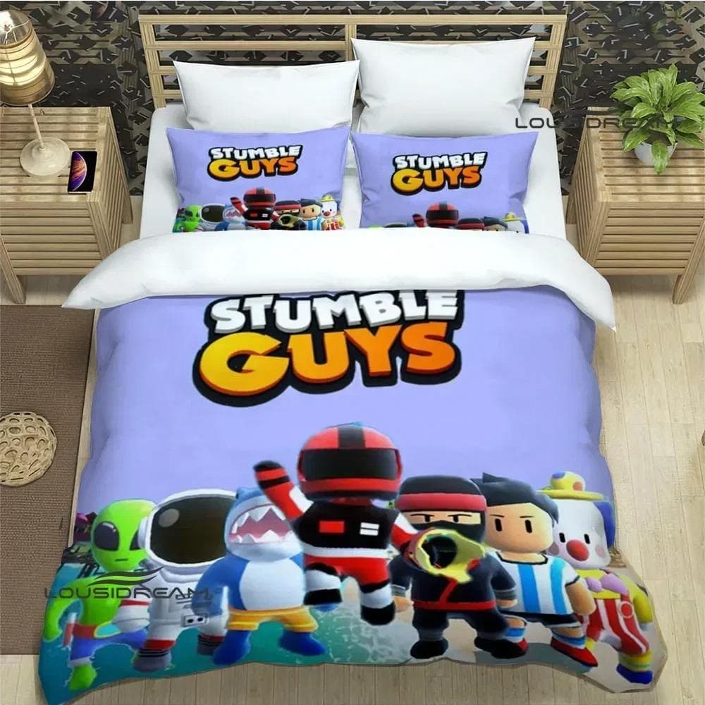 3D Game Cartoon Stumble-guys Bedding Sets Exquisite Bed Supplies Set Duvet Cover Comforter Set Bed 70x133cm 2pcs