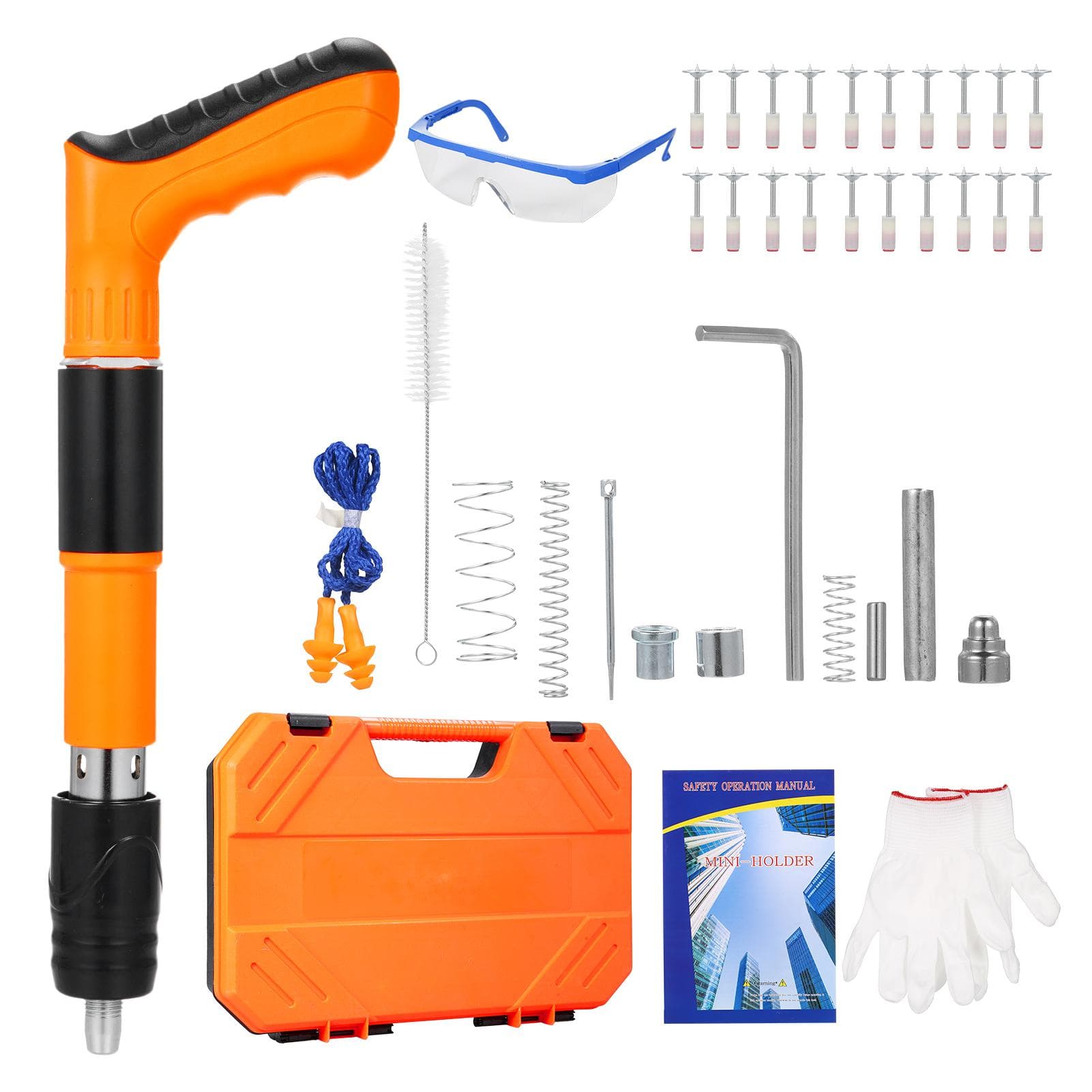 Nail Wall Fastening Tool High-Pressure Nail Machine Manual Steel Nail Machine Strength Adjustable orange