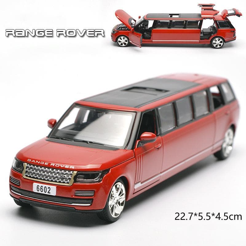 1/32 Scale Land Range Rover Lengthen Diecast Car Model Toy, Pull Back Toy Vehicle with Sound and Light for Kids Toddler Boys Girls Gift Collection 1/32-23x6x5.5cm red