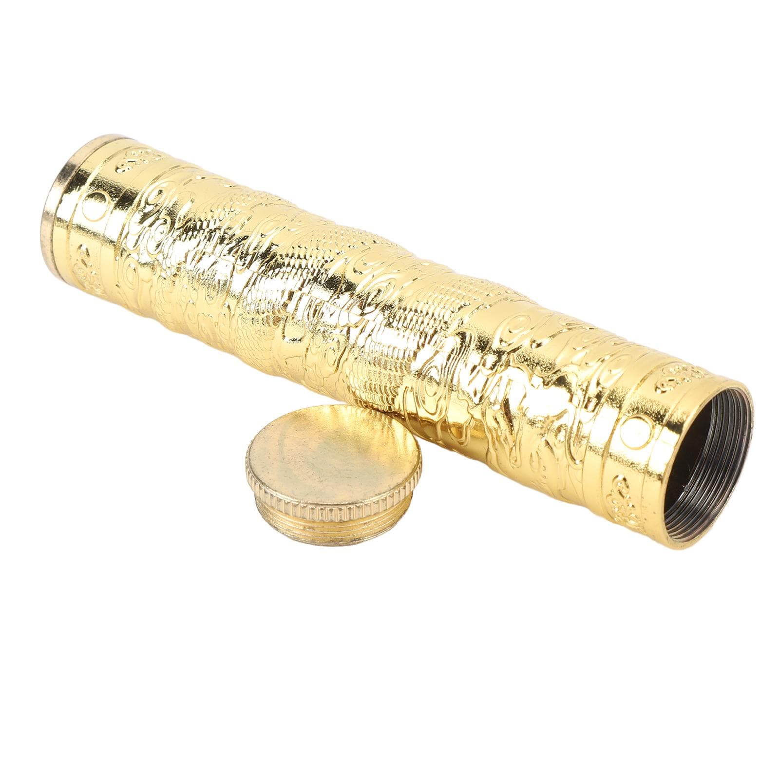 Metal Tube Container Embossed Pattern Water Proof Sealed Storage Tube for Outdoor Camping Travel gold