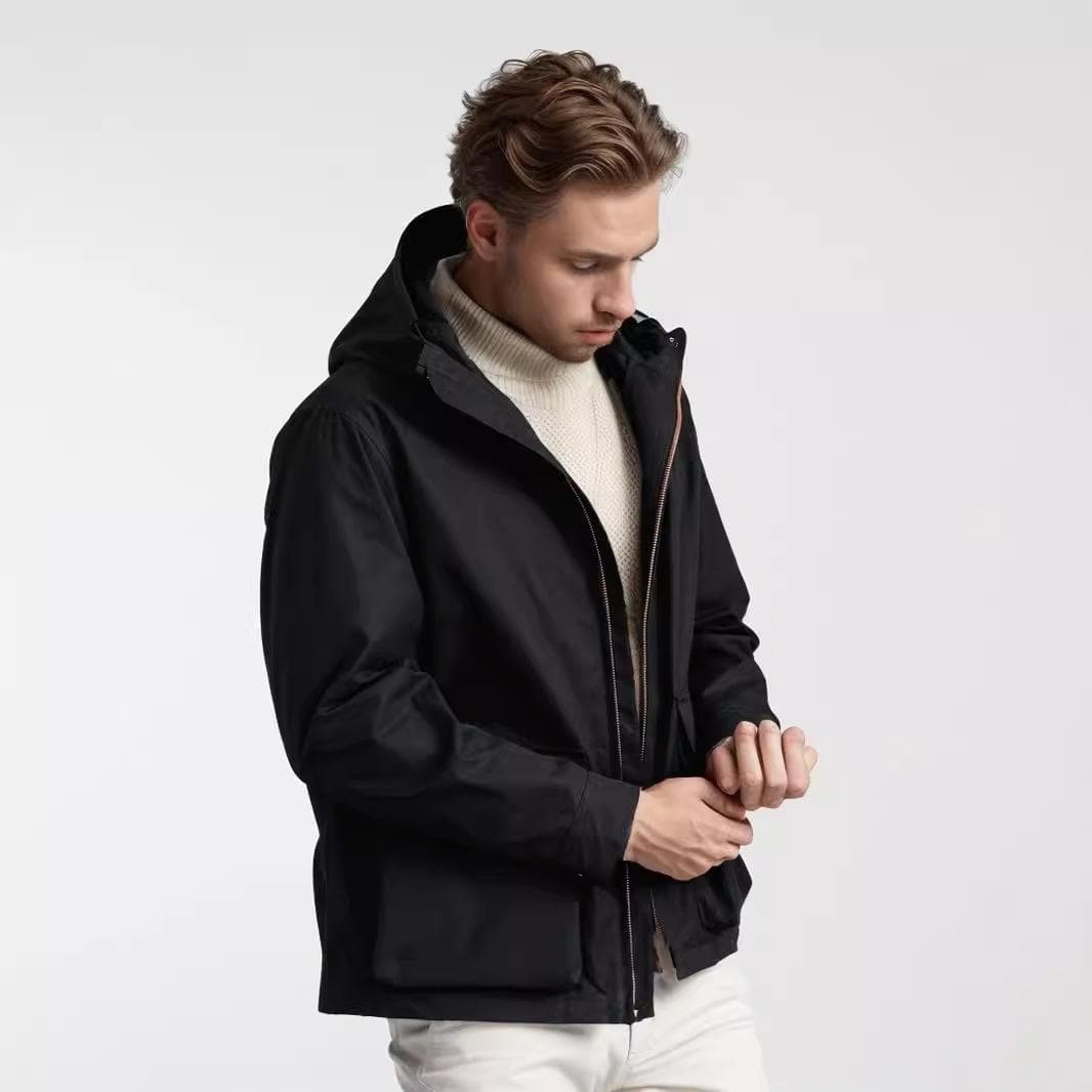 Spring and Autumn Jackets Simple Commuting Hooded Jackets Windbreaker Men's Clothing 2XL