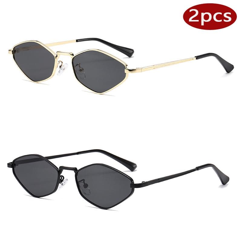 1/2pcs Hexagon Punk Small Frame Sunglasses Women Fashion Trendy Metal Polygon UV400 Eyewear For Ladies