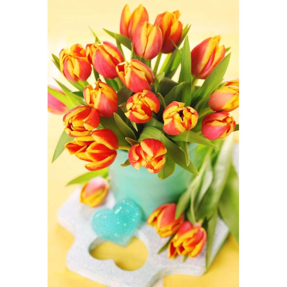 Cross Stitch Kit DIY Diamond Embroidery Beautiful tulips Full Round Diamond Painting Mosaic Home Decor 20X30CM