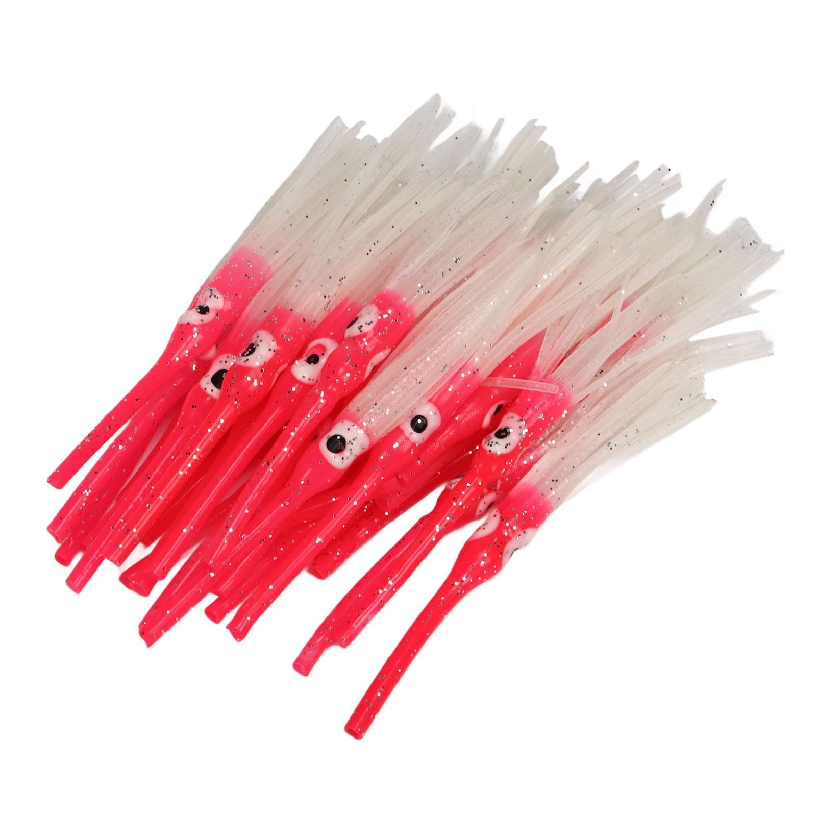 30pcs Luminous Squid Skirts Soft Artificial Octopus Luminous Bait for Saltwater Freshwater Pink