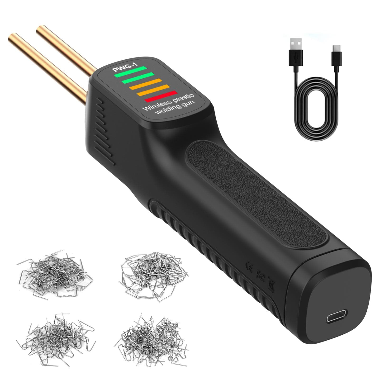 Cordless Plastic Welder Kit, Rechargeable Handheld Plastic Welding Set with 200PCS Staples, black