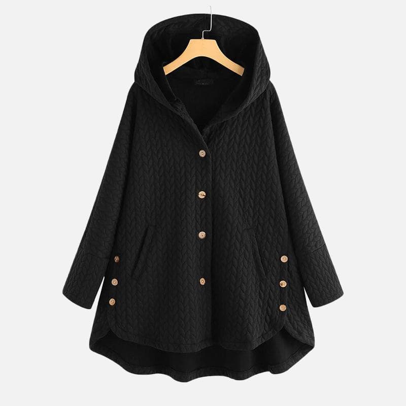 M-8XL Women's Spring and Autumn Long Hooded Ladies Casual Women's Regular Hooded Loose Jacket 7XL black