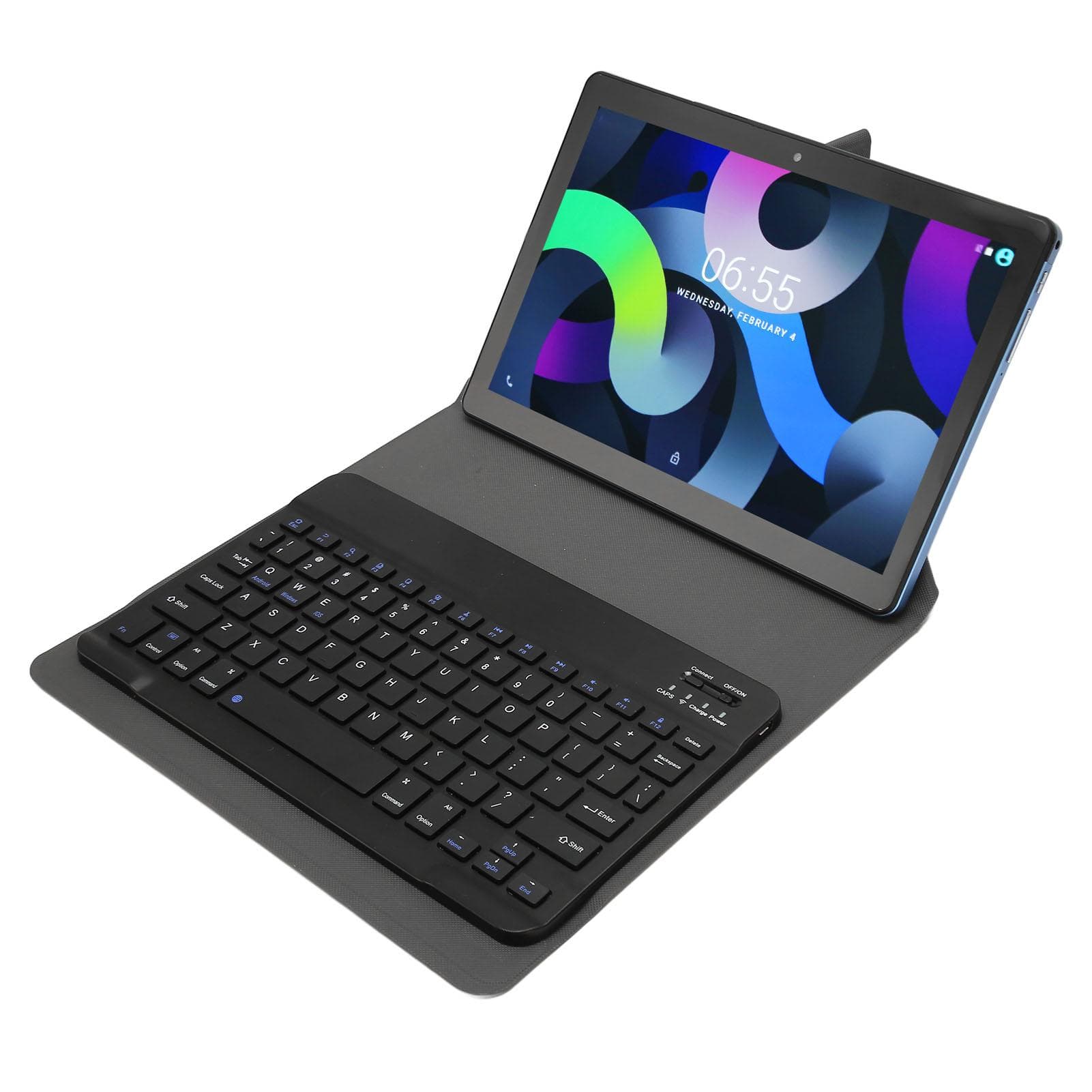 2 in 1 Tablet 10.1in FHD 4GB RAM 64GB ROM Dual Camera 8800mAh Office Tablet with Keyboard Mouse US Plug blue
