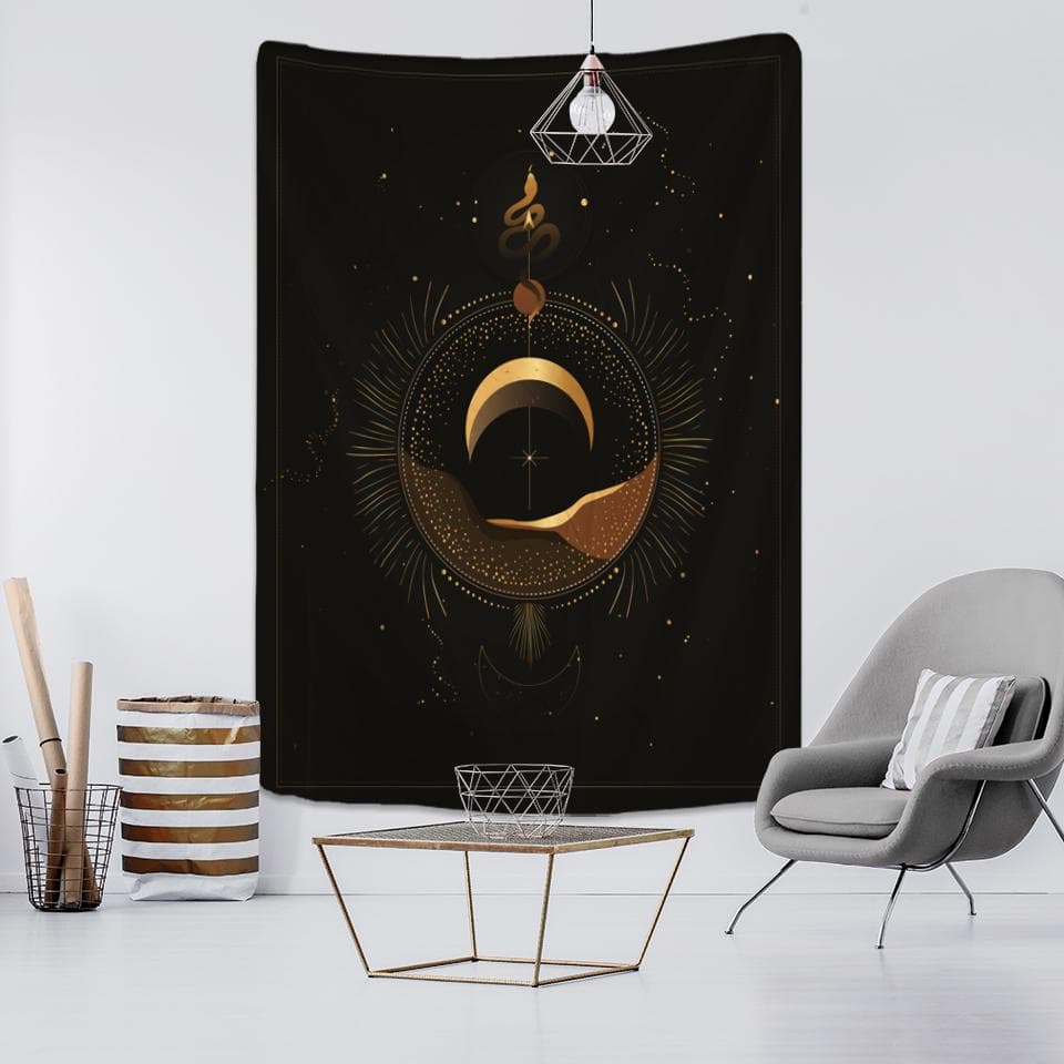 Sun Moon Constellation Tapestry Wall Hanging Star Sky Divination Witchcraft Psychedelic Dark Mysterious Bedroom Home Decor 95x70CM