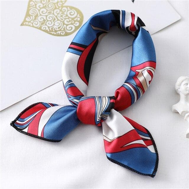 New Silk Scarf Square Women Fashion Dot Plaid Print Neckerchief Ladies Work Scarves Small Winter Foulard Bandana Hair Tie Band