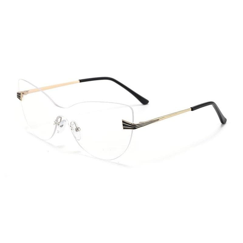New Luxury Frameless Gradient Cat Eye Sunglasses Women Men UV400 Thin Frame Trendy Versatile Brand Design as picture