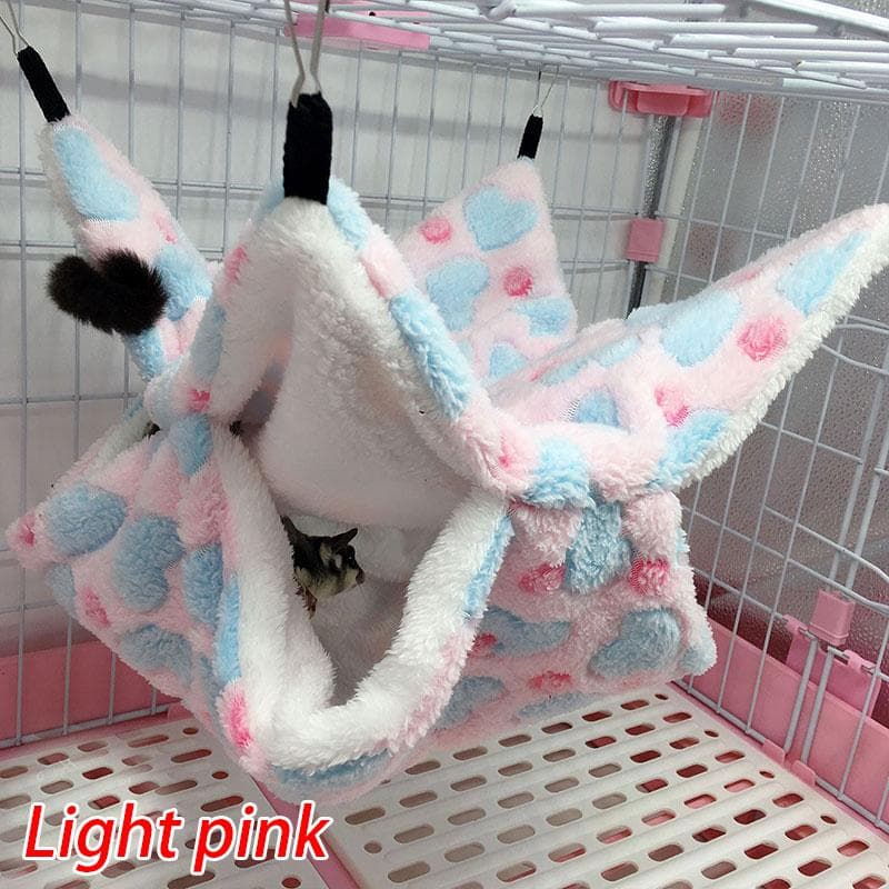 2 Size Ferret Rat Squirrel Hamster Hammock Nest Bed House Toys Hanging Cage Pet Cage Hammock Warm 34x34cm light pink
