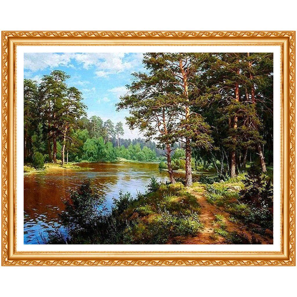 Diamond Embroidery DIY Forest Tree Water Landscape Diamond Painting Cross Stitch Rhinestone 20X30CM