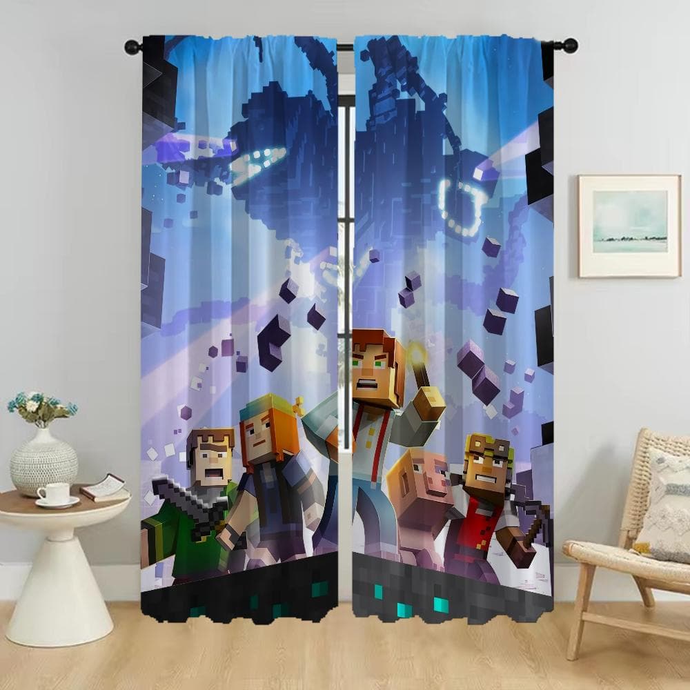 Mine-crafts Blackout Curtain for Room 2 Panel Home Interior Curtains Halloween Decoration Partition Shades Tulle for Bedroom W50xH70cmx2pcs-CL