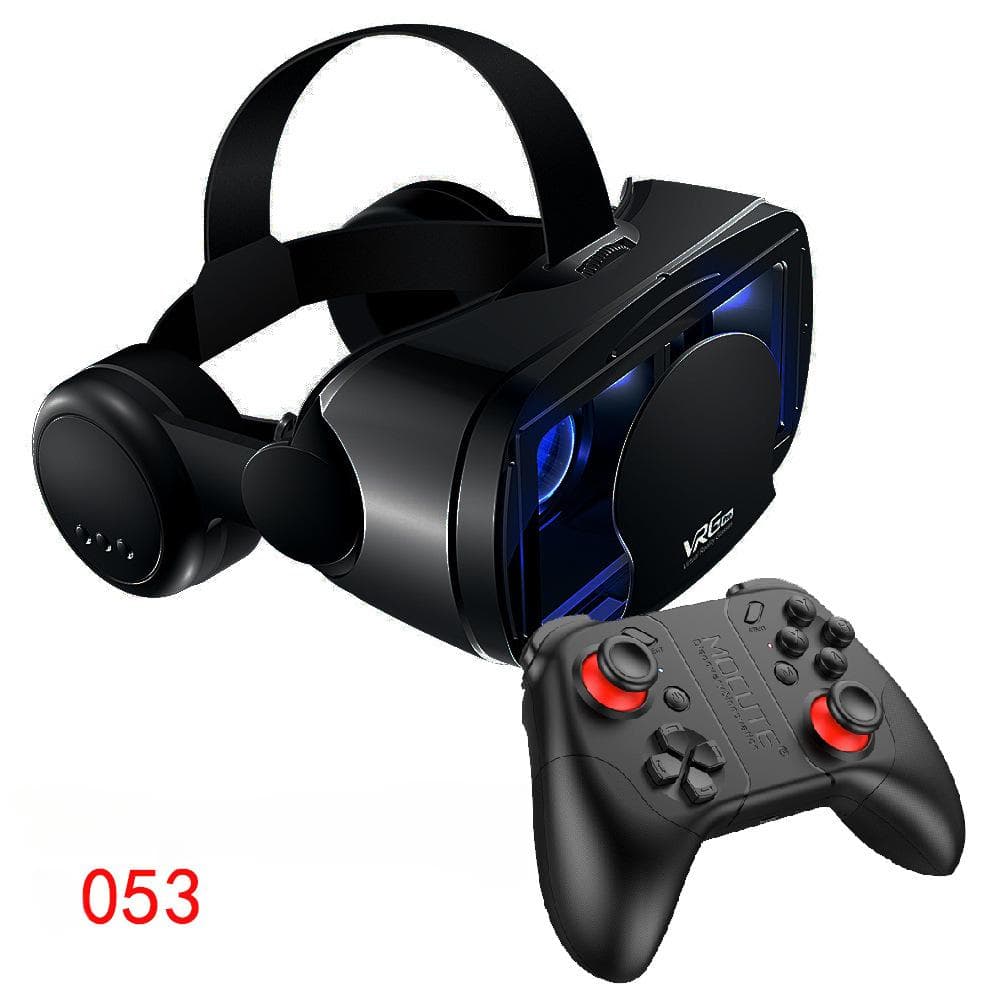 3D VR Smart Glasses Headset Virtual Reality Helmet Smartphone Full Screen Vision Wide Angle Lens with Controller Headset 7 Inch 053 black