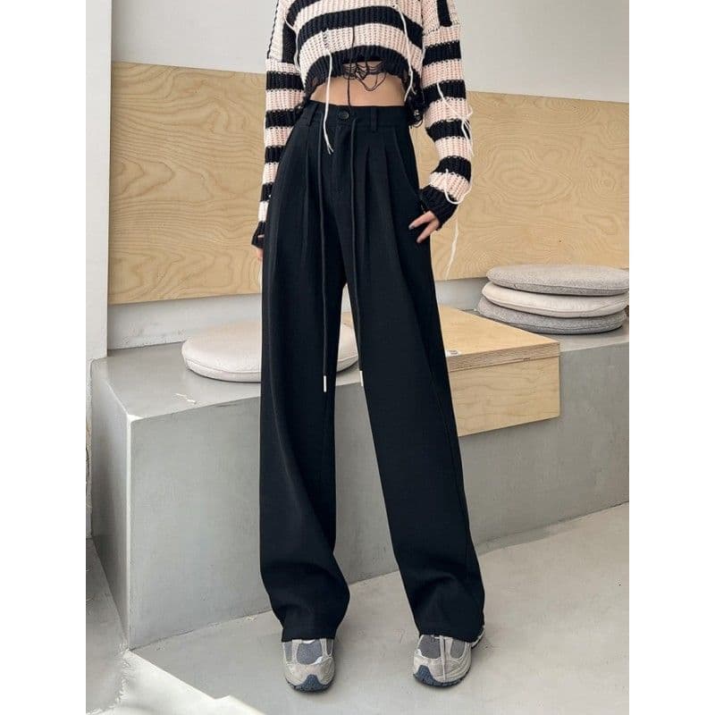 New Spring and Autumn Casual Pants for Women, Slim, High Waist, Drooping, Narrow Version Wide-leg High Straight Sports Sweatpants XXL