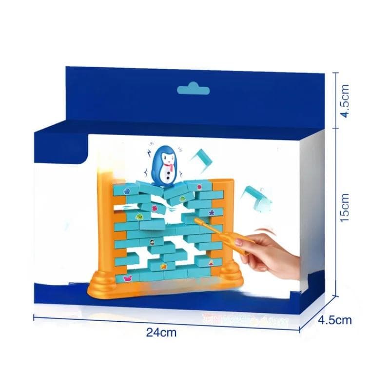 Saving Penguin Children's Puzzle Toys: Two Person Wall Building and Pushing Wall Parent-child Interactive Fun Board Game Toys Penguin push brick