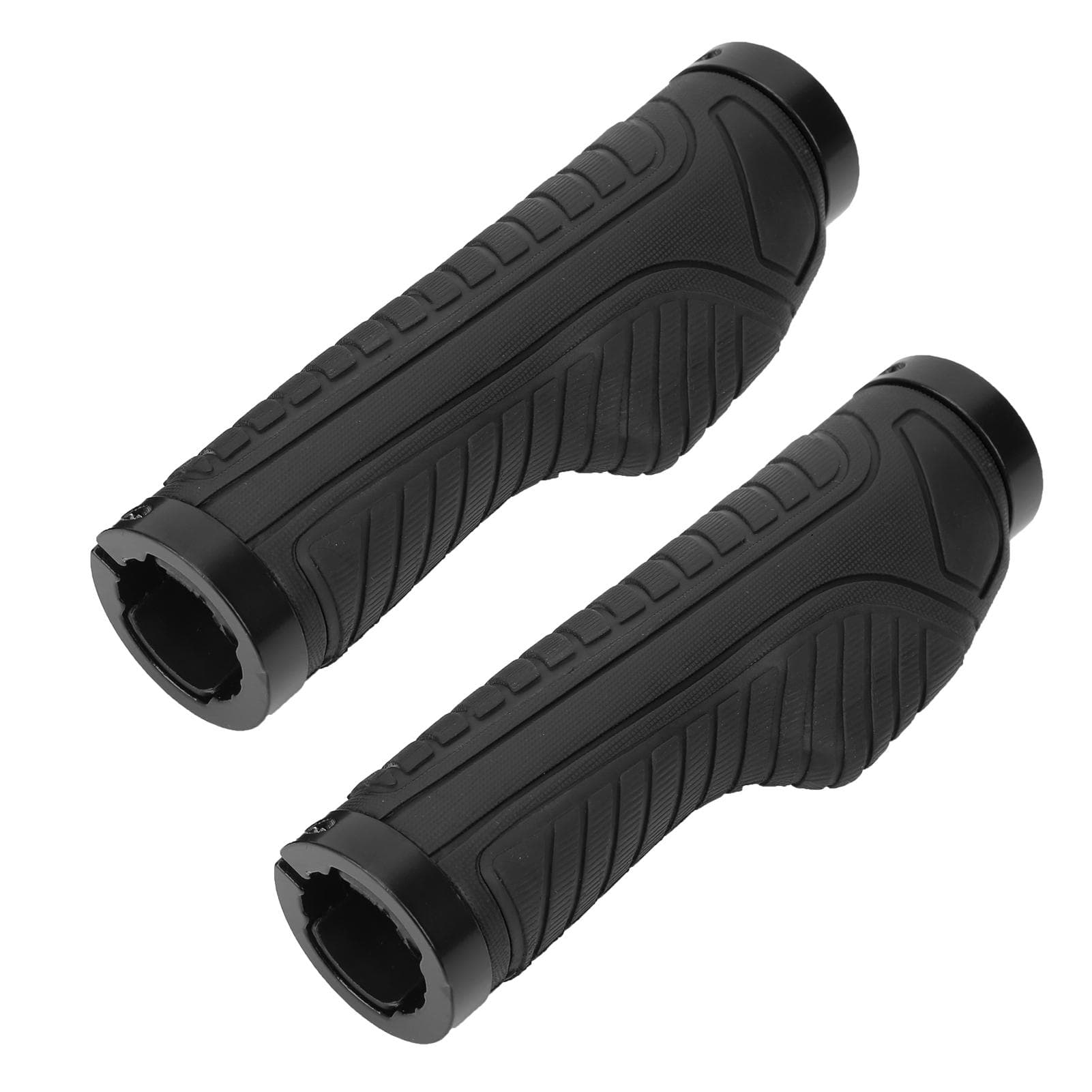 Mountain Bike Soft Handlebar Grips Bicycle Double Lock AntiSlip Rubber Handle Grips(Black )