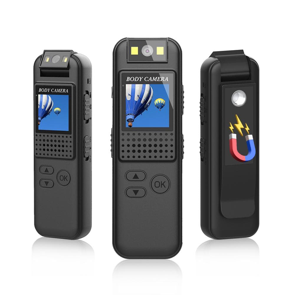 1080P Body Camera with Audio and Video Recording Wearable Body Cam Mini Clip-on Camera Camcorder black