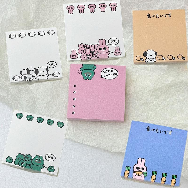 6pcs(600 Sheets) Animal Series Mini Brick Cute Student Notepad, Study Note-planning Paper, Notepad 6pcs-8*8cm