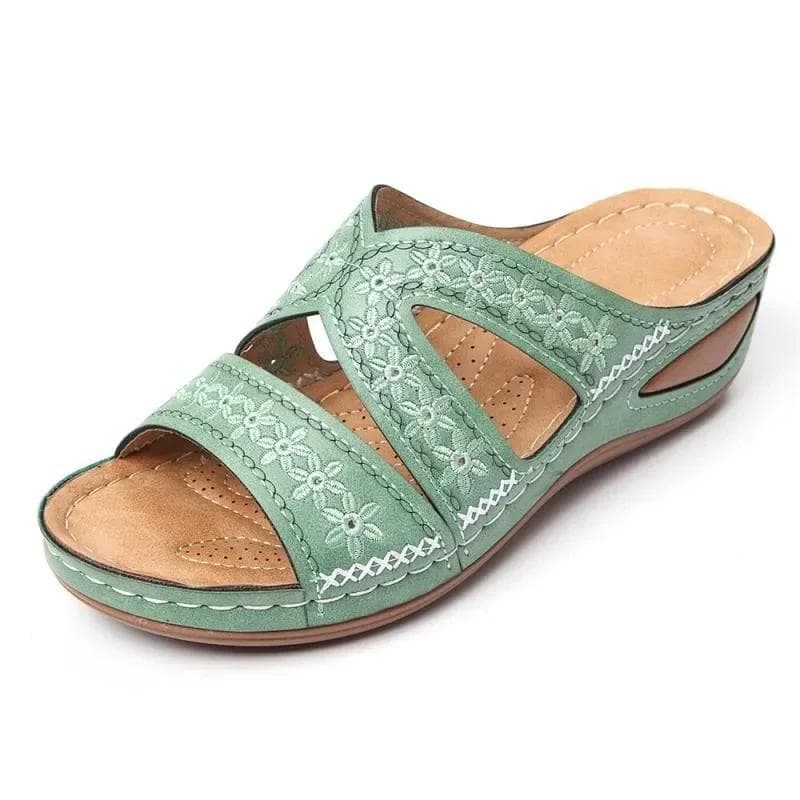 New Summer Women Wedge Sandals Premium Orthopedic Open Toe Sandals Vintage Leather Casual Female Platform Retro Shoes 43