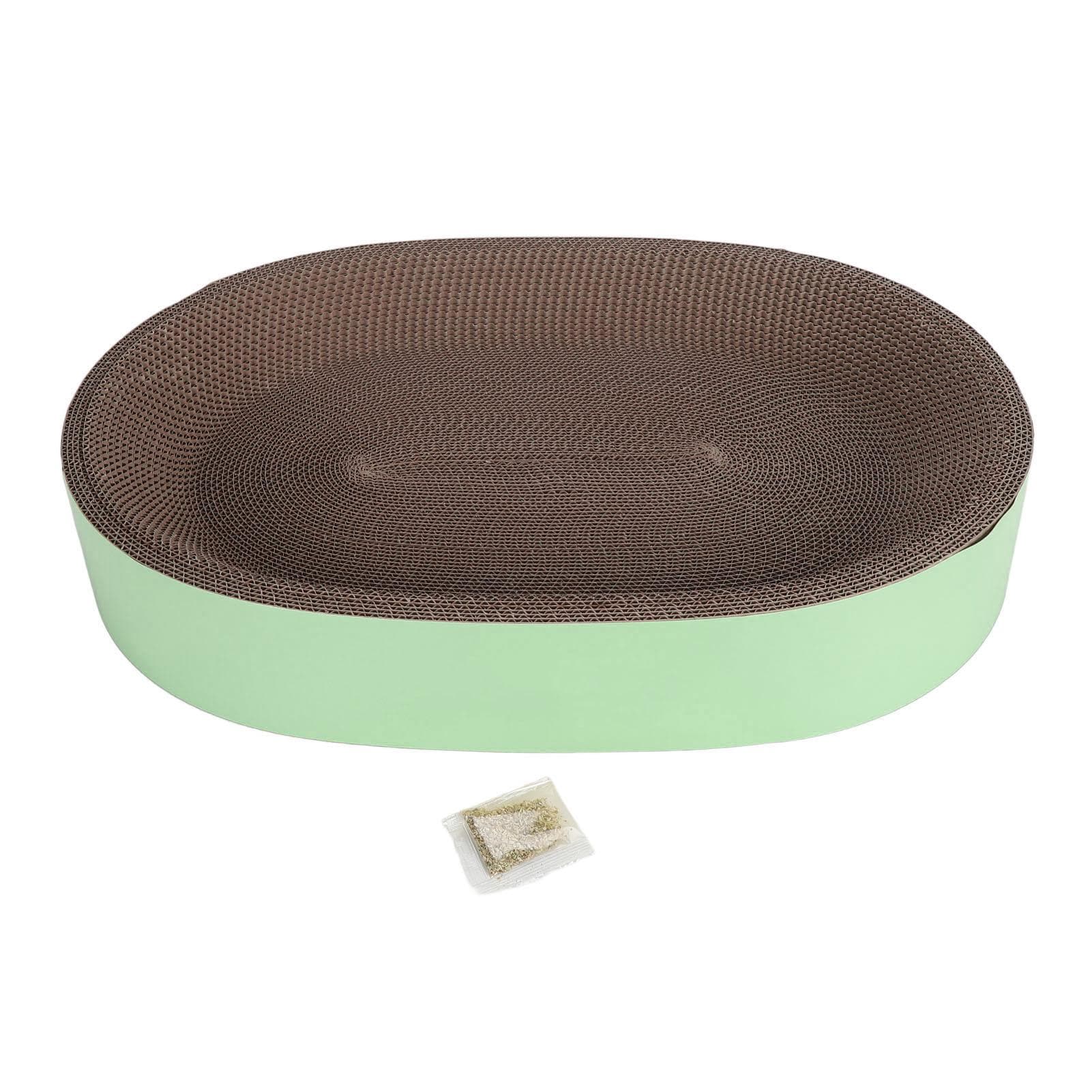 Cat Scratcher Bed Oval Corrugated Paper Cat Scratch Board Nest Scratching Basin for Claw Grinding green