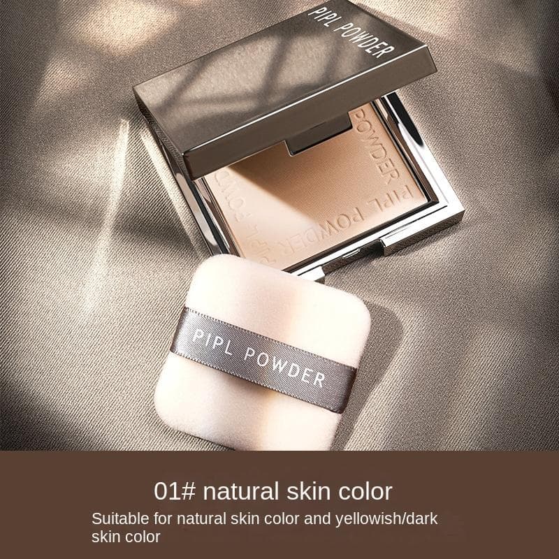 PIPL Small Silver Block Powder Concealer Repair Dry And Wet Moisturizing Dry Powder Set Lasting Powder Powder Cosmetics 01#Natural color