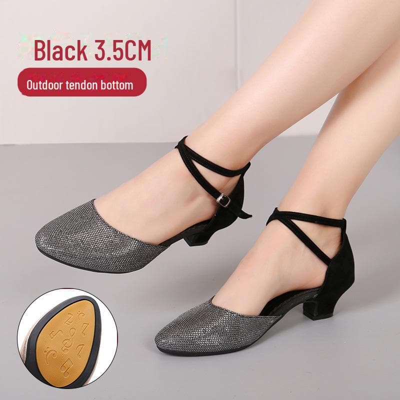 Women's Latin & Ballroom Dance Shoes - Soft Sole for Square Dancing 40 black