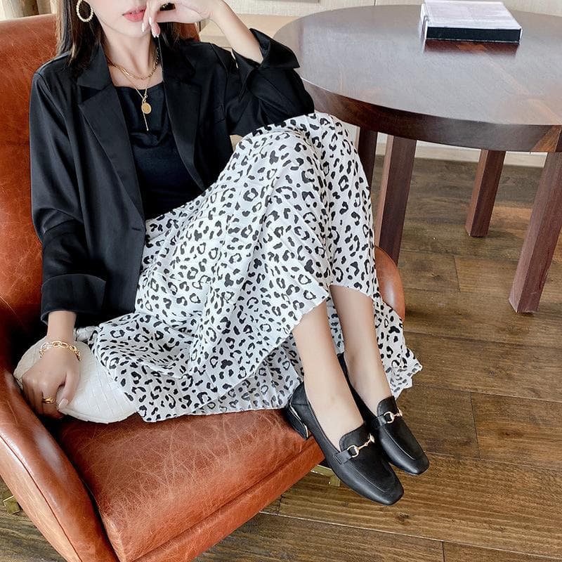All-match Soft Leather Square-toed Single Shoes Women's Low-heeled Thick-heeled Spring and Summer New P Small Leather Shoes Two-wear Fairy Shoes 41 black