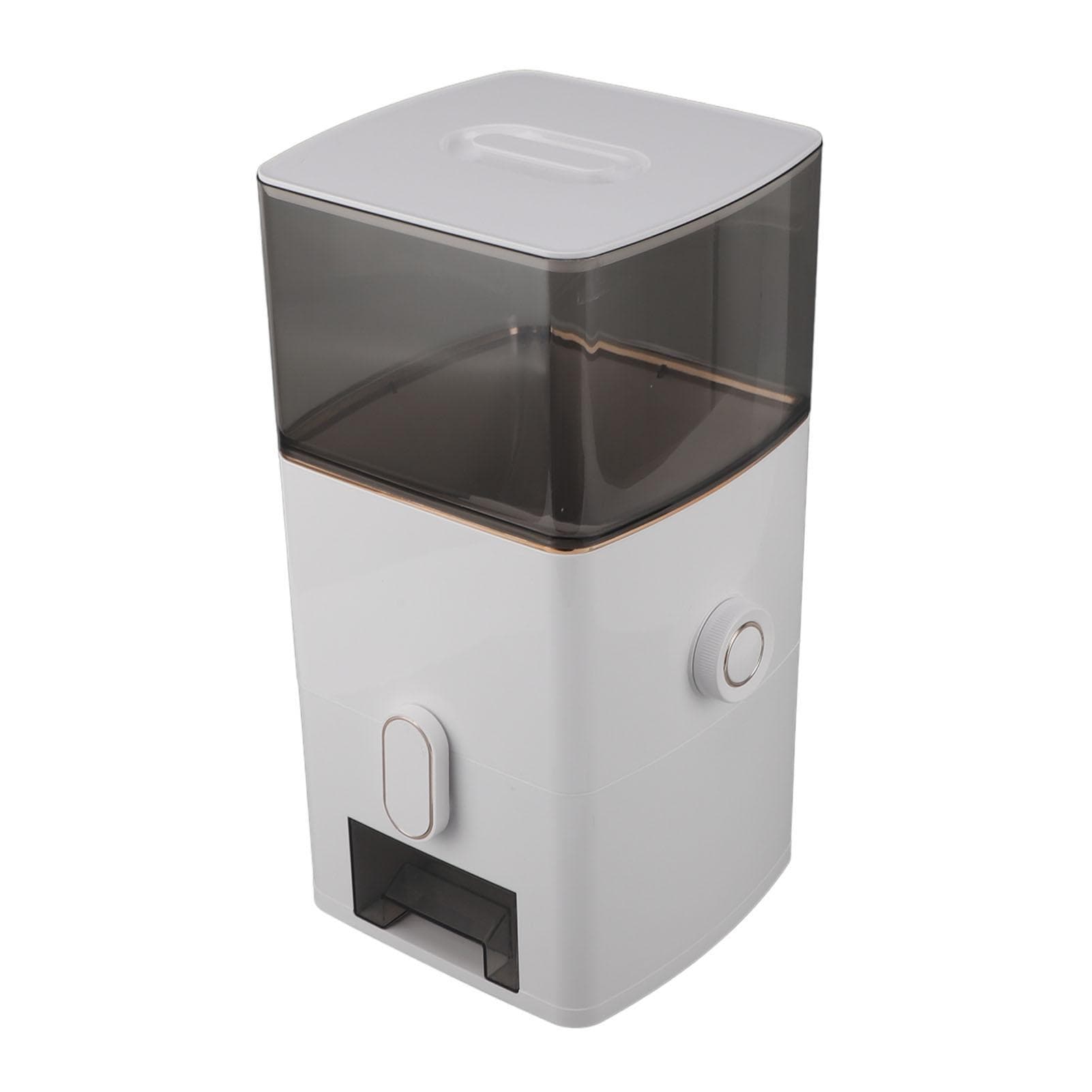 Rice Dispenser 13.2lb Capacity Transparent Window Dry Food Storage Container with Measuring Cup for L(for 6.5-9kg) white