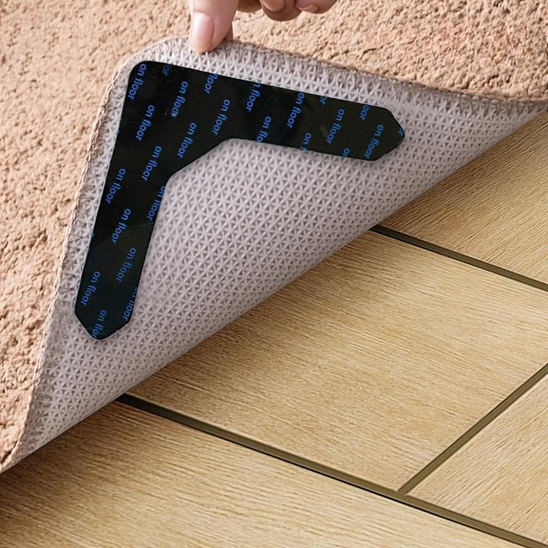 1/4/8pcs Carpet Tape Non Slip Rug Tape Reusable Rug Pad Gripper for Area Rugs Dual Sided Adhesive Rug Sticker Keep Corners Flat 1pc black