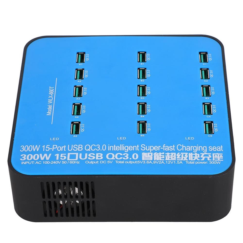 Intelligent USB Charging Station 15 Ports QC3.0 Fast Charge Interface 300W UK Plug