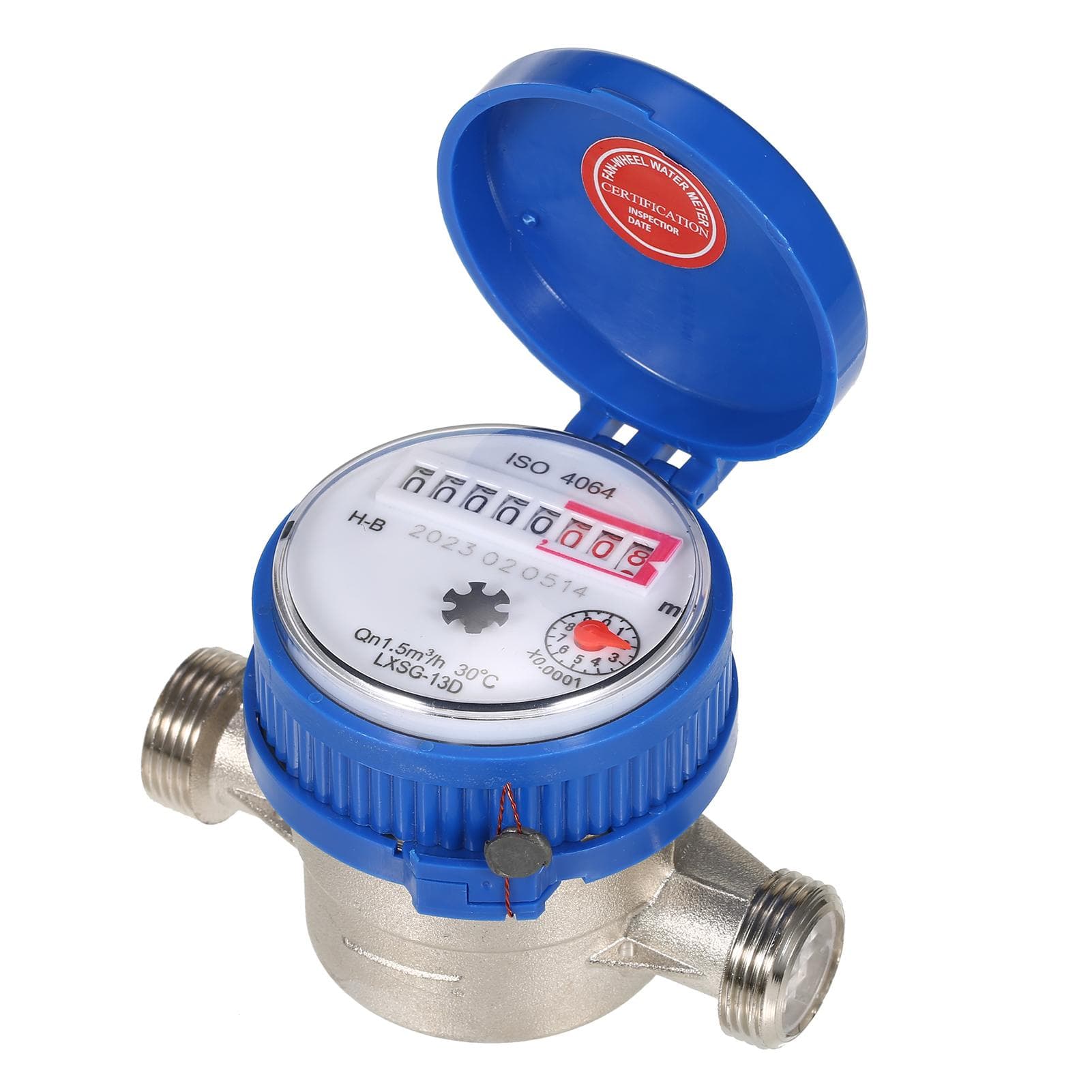 LXSG13D Household Water Meter Single Flow Dry Cold Water Table Qn 1.5m3h 30 celsius 15mm Garden & Home blue
