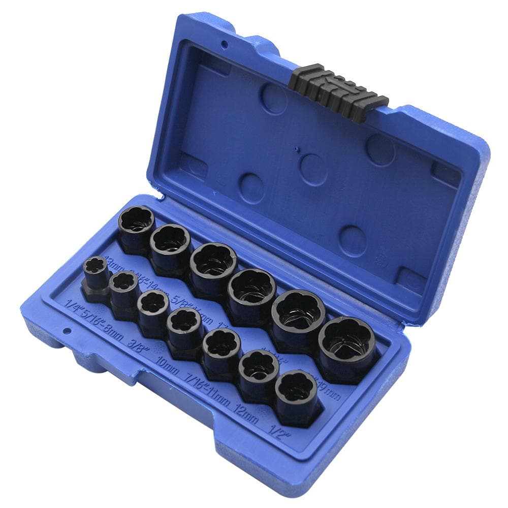 13PCS Impact Bolt & Nut Remover Set Bolt Extractor Removal Tool Set with Storage Box black